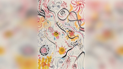 „Wasserspiele” lautet der Titel dieses Werkes von Susanne Elten, die zurzeit in der Stadtbibliothek Laim ausstellt. (Foto: Elten)