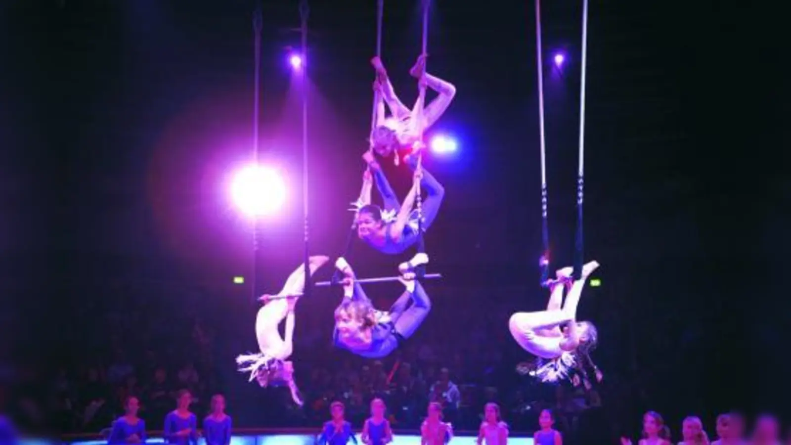 Auch am Trapez zeigten die LILALU-Kinder überraschende Kunststücke. (Foto: Sigi Müller)