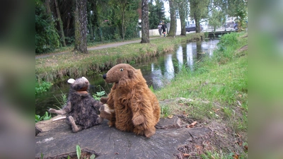 Bach-Ratz und Biber sorgen bei der Hachinger Bach-App für viel Vergnügen bei den Kindern, die hier viel lernen können.  (Foto: Schubert)