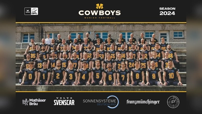 Das neue Team der Munich Cowboys rund um Headcoach Christos Lambropoulos. (Foto: Peter Roth)