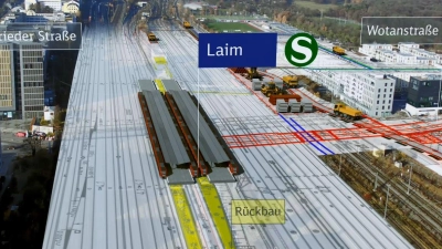 Der künftige S-Bahnhof Laim mit der Umweltverbundröhre. (Bild: Deutsche Bahn AG / Fritz Stoiber Productions GmbH)