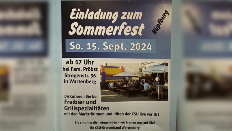 Die CSU Wartenberg lädt alle herzlich zum Sommerfest ein. (Foto: CSU Wartenberg)