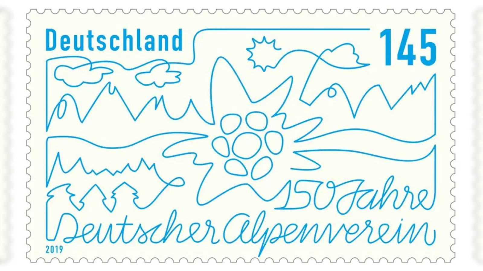 Zum 150-jährigen Jubiläum des Deutschen Alpenvereins wird es eine Sonderbriefmarke geben. Sie wird ab 4. April ausgegeben. (Foto: © Bundesministerium der Finanzen)