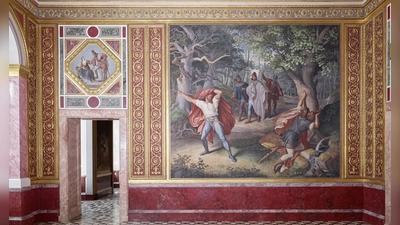 Auch die Nibelungensäle sind zu sehen, hier der Saal des Verrats mit dem Wandgemälde „Siegfrieds Ermordung” von Julius Schnorr von Carolsfeld (1827/34). (Foto: Andrea Gruber/ Rainer Hermann/ Maria Scherf, Bay. Schlösserverwaltg. )