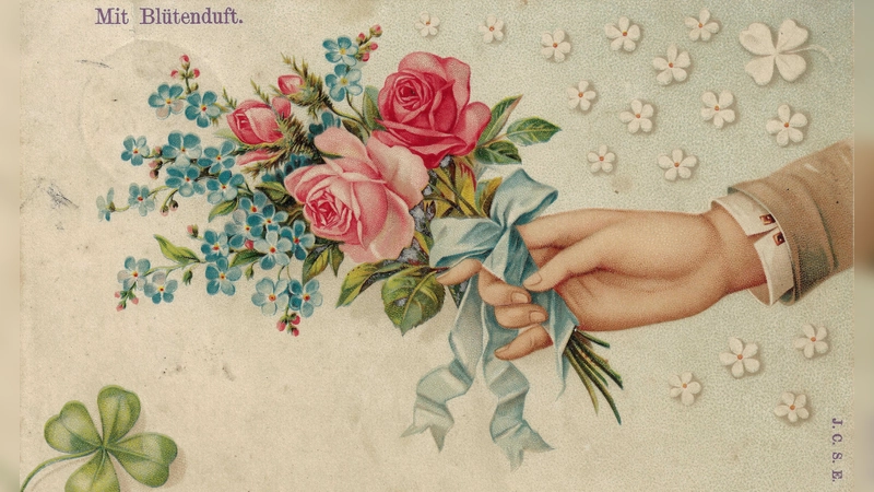 Als diese Ansichtskarte 1907 ihre Empfängerin erreichte, duftete sie tatsächlich nach Rosen. (Foto: Schlossmuseum)