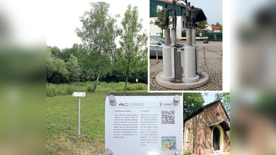 Hörstationen gibt es zum Beispiel an der Fundstelle der Athene in Dornach (links), beim Schäfflerbrunnen in Aschheim oder bei der Kapelle St. Emmeram.	 (Foto: bs, vhs olm)