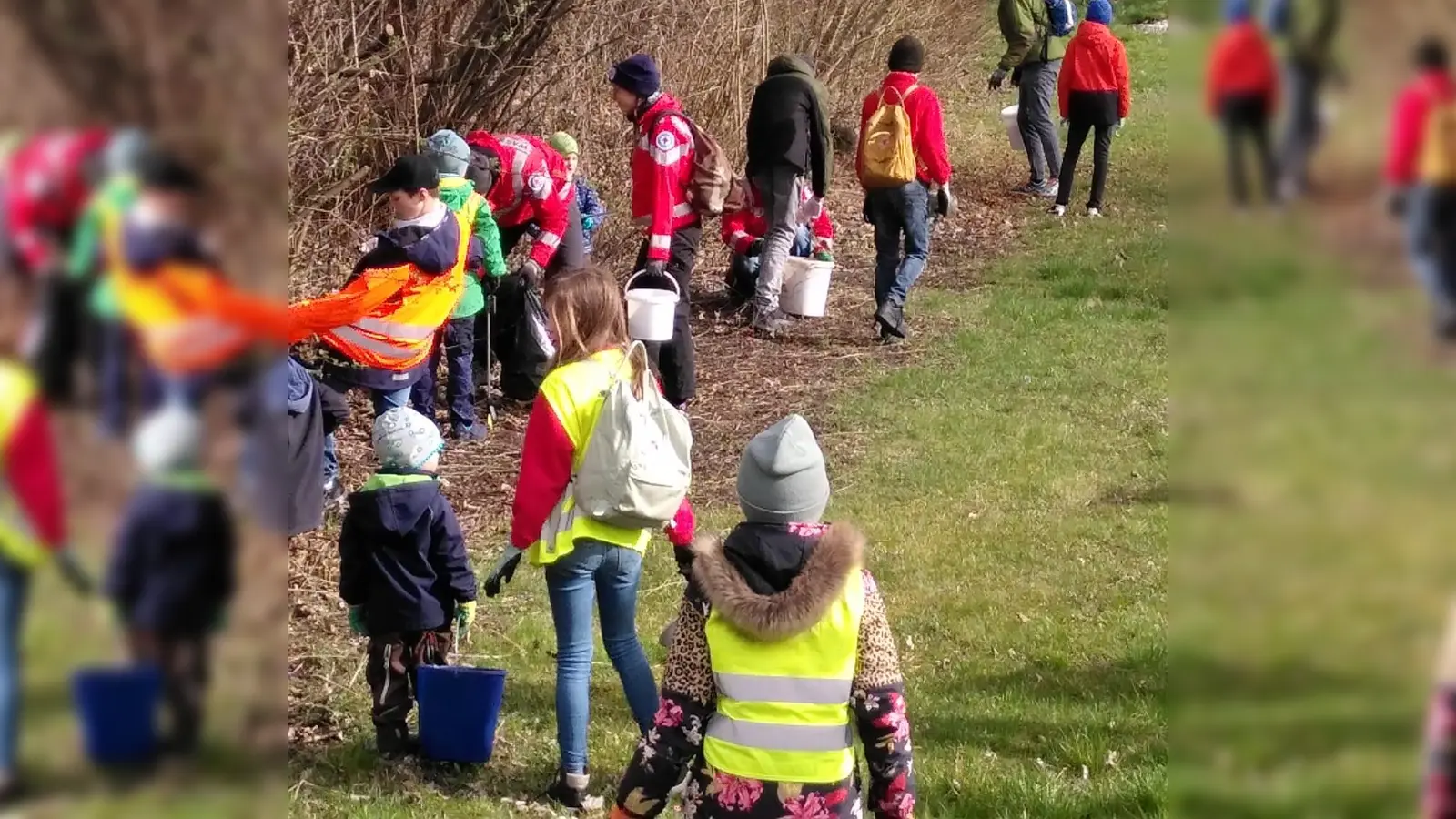 Viele fleißige Helfer halfen die Natur von Unrat zu befreien.  (Foto: BRK Glonn)