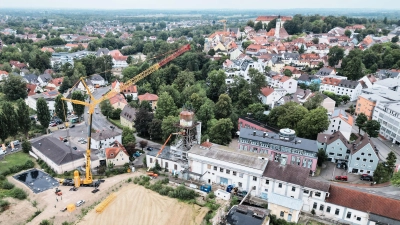 Der Wasserturm wurde 1951 als Stahlkonstruktion auf der Filterhalle errichtet. Auf dem Gelände soll ein urbanes Quartier entstehen. (Foto: Phil Vetter/Offenblende)