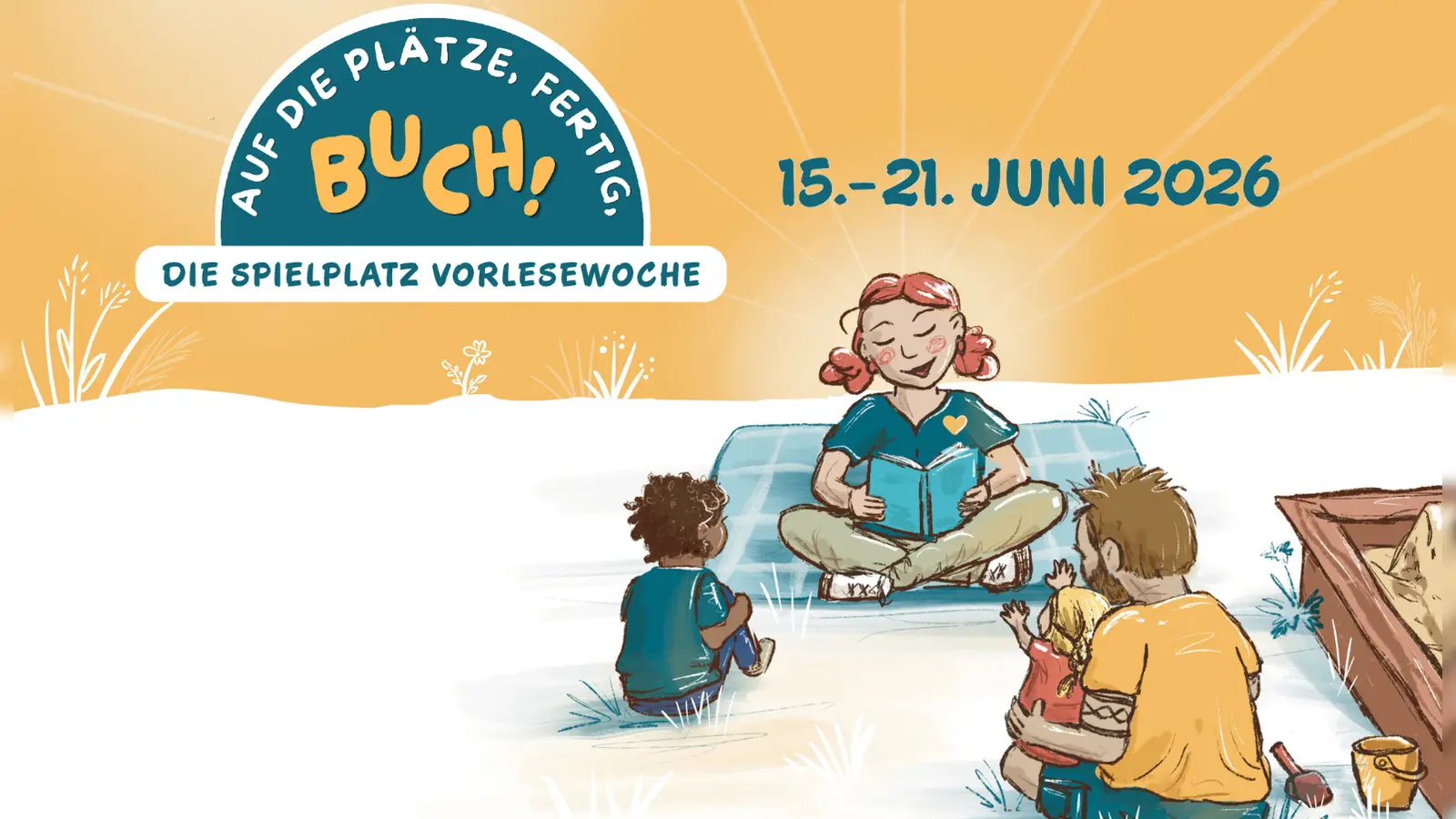 Spielplätze werden zu Vorlesesälen: Die Aktionswoche „Auf die Plätze, fertig, BUCH!“ läuft in Deutschland, Österreich, der Schweiz und Luxemburg. (Bild: Elena Bauer)