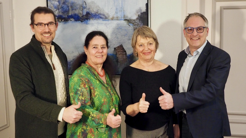 Gute Zusammenarbeit: Manuel Winkler (Sprecher Ortsvorstand der Weßlinger Grünen), Susanne Hellmund (Sprecherin Ortsvorstand der Weßlinger Grünen), Birka Camerer (Gemeinderätin der Grünen in Weßling) und Bürgermeister Michael Sturm (von links). (Foto: Grü)