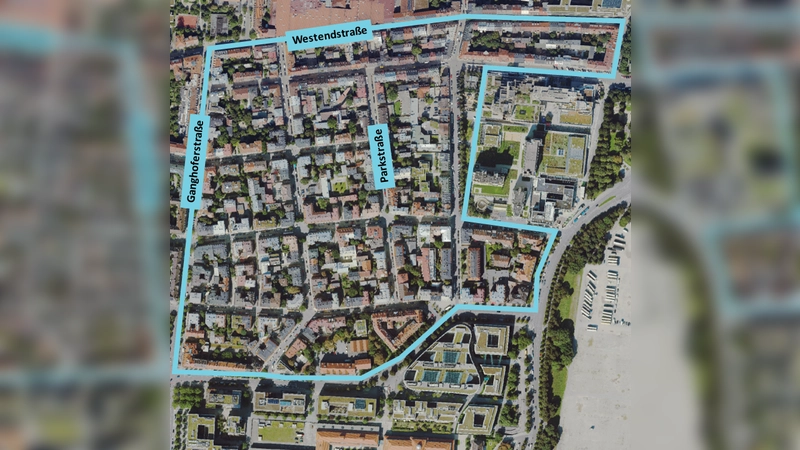 Die Gegend rund um die Parkstraße hat nun ein eigenes Quartiersbüro.  (Foto: RKU/GeoInfoWeb))
