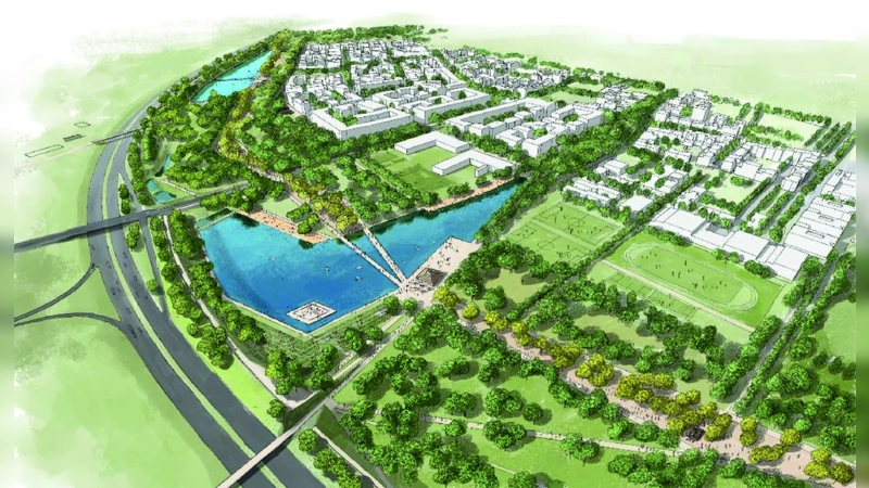 Der Landschaftspark Freiham mit den geplanten Badeseen. (Foto: LHM/Planungsreferat)