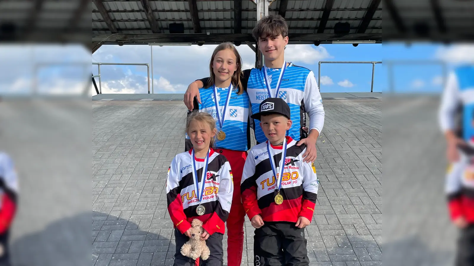Toller Erfolg für das BMX-Team Weilheim: Silber für Antonia Pain sowie jeweisl Gold für Anastasia Frison, Jamiro Löbel und Maximilian Trippel.  (Foto: BMX Team)