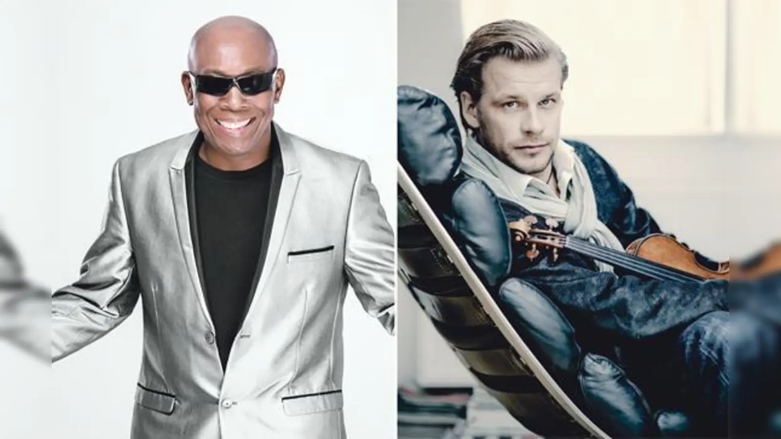 Im Kloster Andechs trifft Milli-Vanilli-Stimme John Davis (links) auf Geigenstar Kirill Troussov.	 (Foto: VA, M. Borggreve)