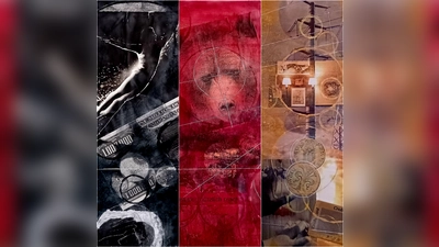 Angela Dorscht thematisiert in ihrem Triptychon „Domination – Battle – Freedom“ den breiten Assoziationsspielraum der Farben Schwarz-Rot-Gold der deutschen Nationalflagge. (Bild: Angela Dorscht)