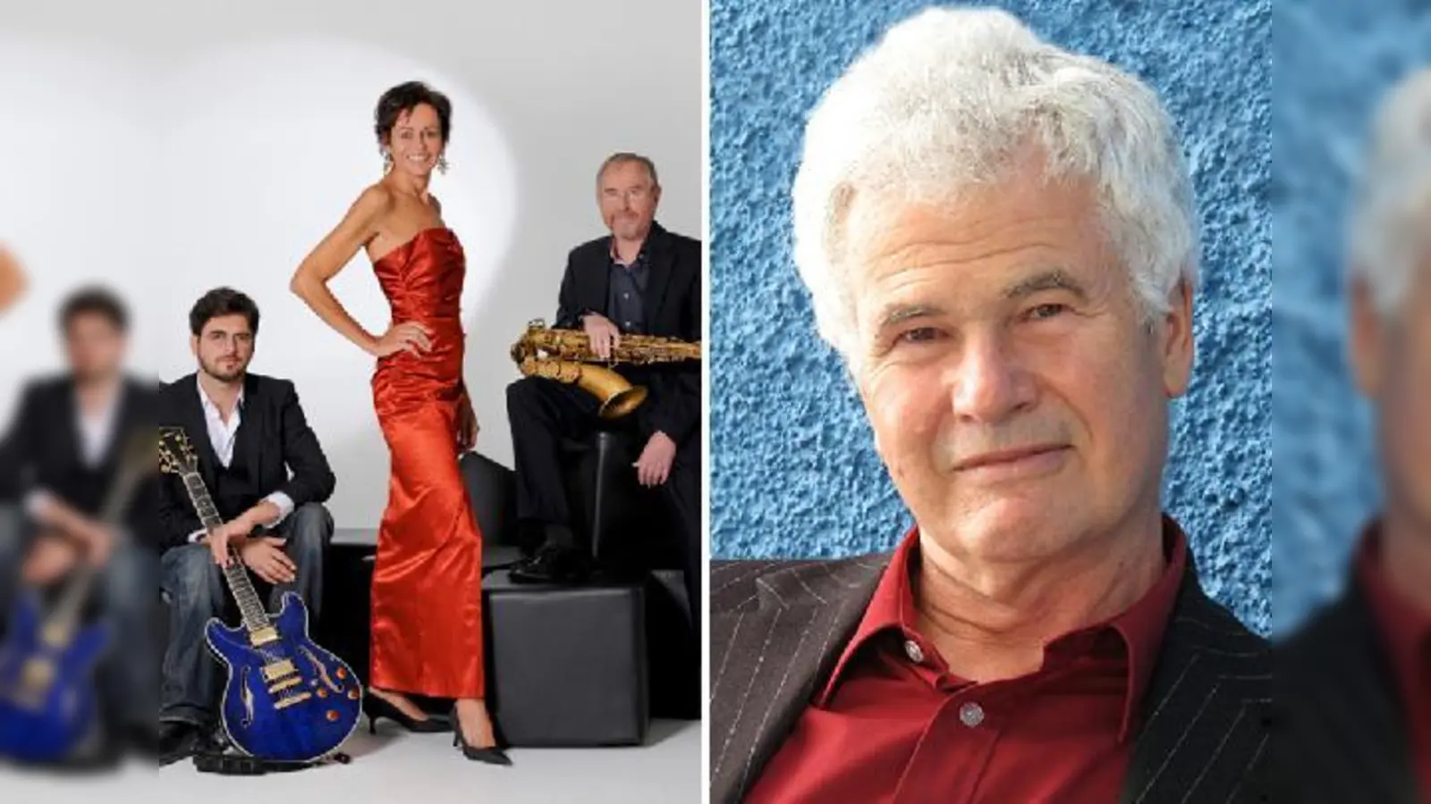 Das Susanne Karl Trio spielt US-Swing, der die Nachkriegsjahre prägte. Foto rechts: Der Schauspieler Walter Zauner liest Texte aus Erich Kästners Tagebuch.  (Fotos: VA)