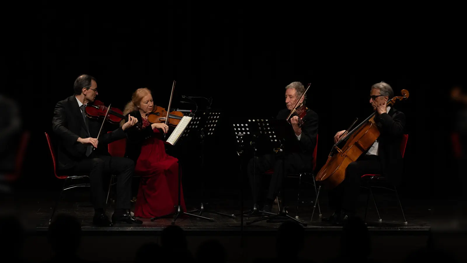 Die Musiker vom Friedensquartett, Artur Medvedev, Gisela Bouton, Florian Sonnleitner und Edgar Gredler (v.l.n.r.), begeisterten das Publikum mit Leidenschaft und Können. (Foto: Gemeinde Neufahrn)