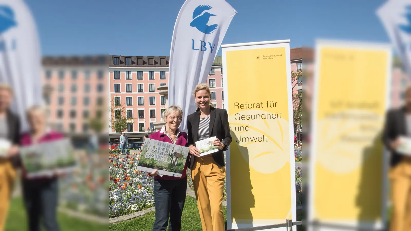 Stellten die Broschüre vor: Dr. Irene Frey-Mann (1.Vorsitzende: LBV) und die Münchner Umweltreferentin Stephanie Jacobs (v.l.). (Foto: Referat für Gesundheit und Umwelt)