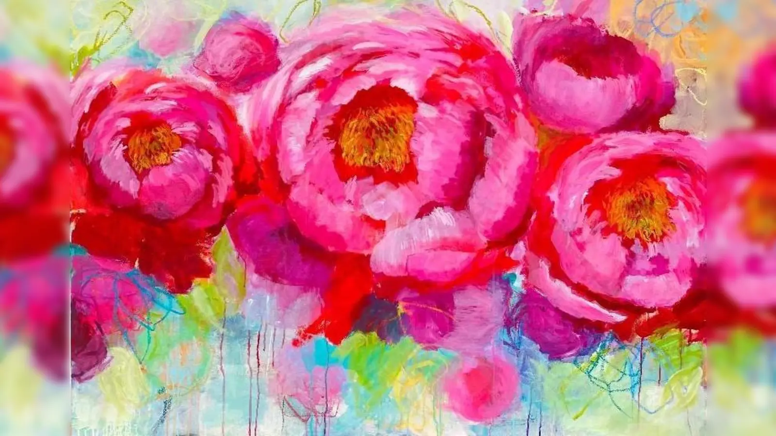 Leuchtende Farben: Malerei der Künstlerin Gudrun Michel mit dem Titel „Peony Park”. (Foto: Gudrun Michel)