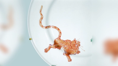 Teller mit dem „Roten Löwen“ (Detail), Meißen, 1729-1731. (Foto: Bayerisches Nationalmuseum München)