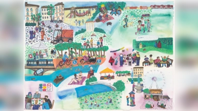 Das Wimmelbild im EineWeltHaus kann mitgestaltet werden. (Foto: Vanessa Hoffmann)