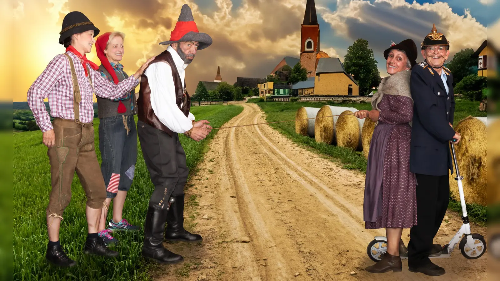 Der Räuber Hotzenplotz wird gefesselt ins Dorf gebracht. (Foto: Theater in der Au)