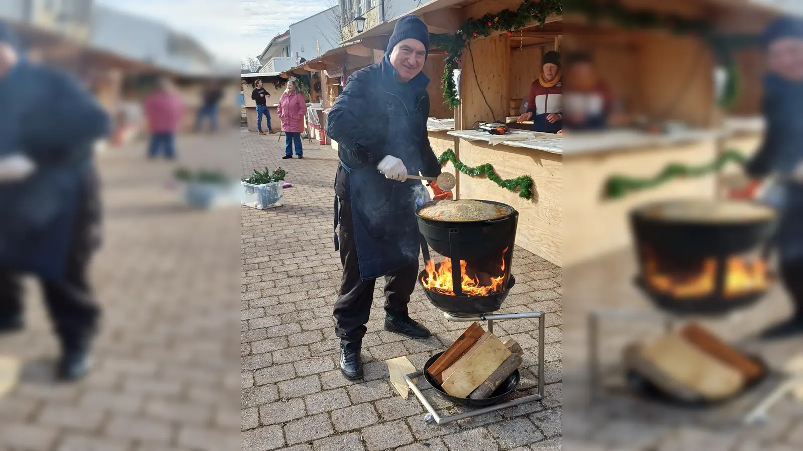 Mit selbstgemachten Köstlichkeiten sammelten die Ukrainer aus Forstinning Geld für die Ebersberger Tafel. (Foto: Anna Schneider)