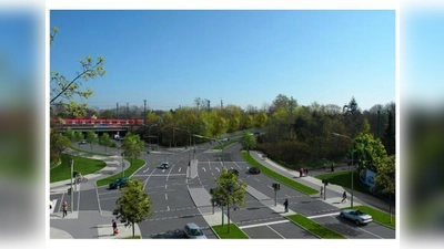 So soll die Kreuzung Lortzing-/Kaflerstraße später aussehen. In natura kann man die neuen Straßenführungen derzeit nur erahnen. (Foto: PI)