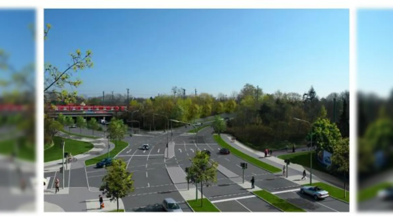 So soll die Kreuzung Lortzing-/Kaflerstraße später aussehen. In natura kann man die neuen Straßenführungen derzeit nur erahnen. (Foto: PI)