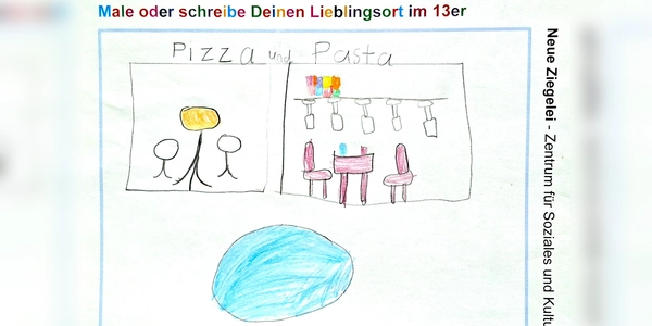 Kreativ, fantasievoll und informativ sind die Lieblingsorte von Bogenhausern auf DINA4-Papier mit Farbstiften gemalt oder beschrieben worden. (Foto: Neue Ziegelei)