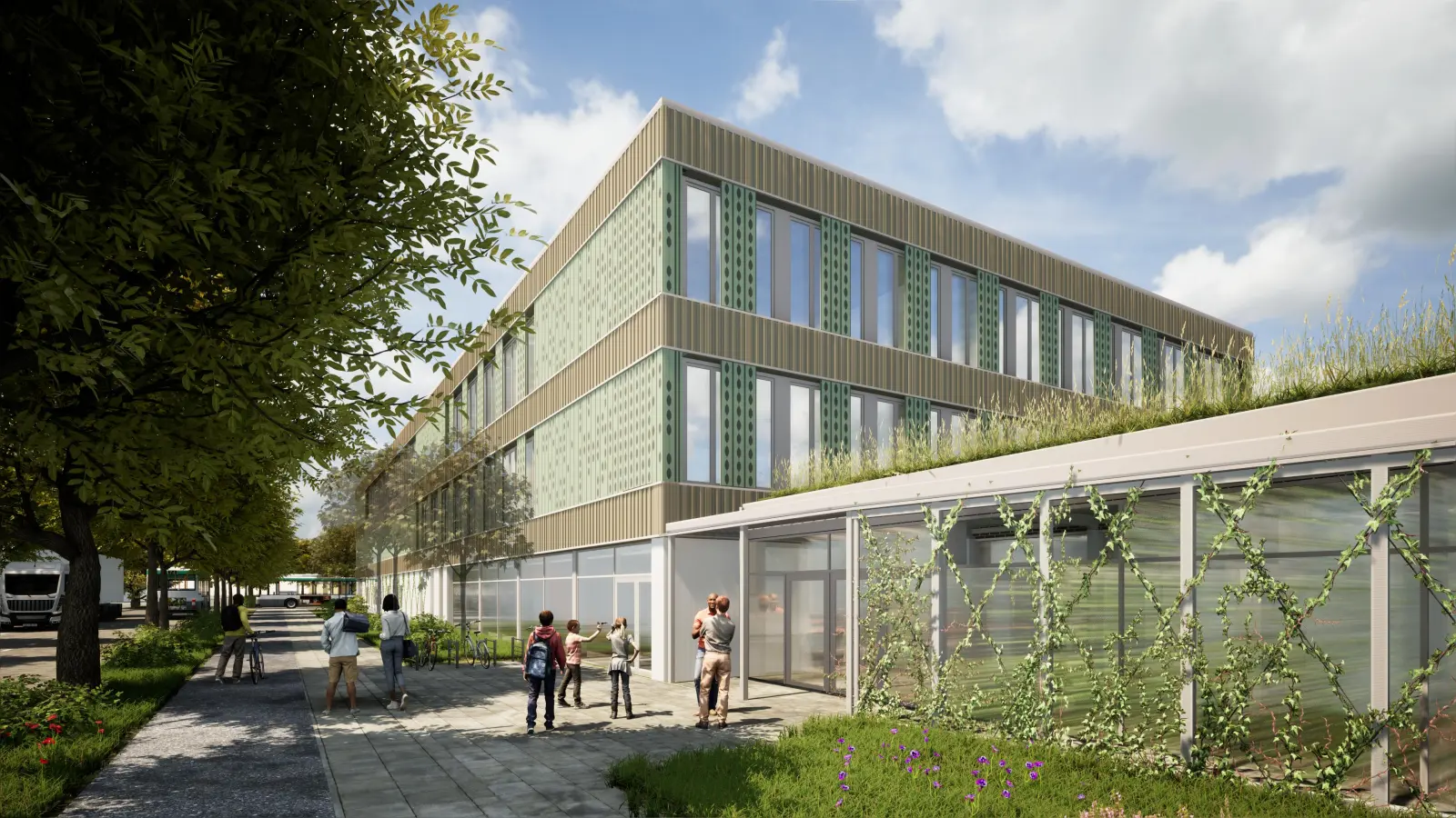 Zukunftsfähige Limesschule: Bis 2026/27 entsteht ein Neubau mit einer Sport- und Schwimmhalle, Mensa und Lernhaus. (Foto: LMJD – Dennerle Motzet Architekten Part mbB)