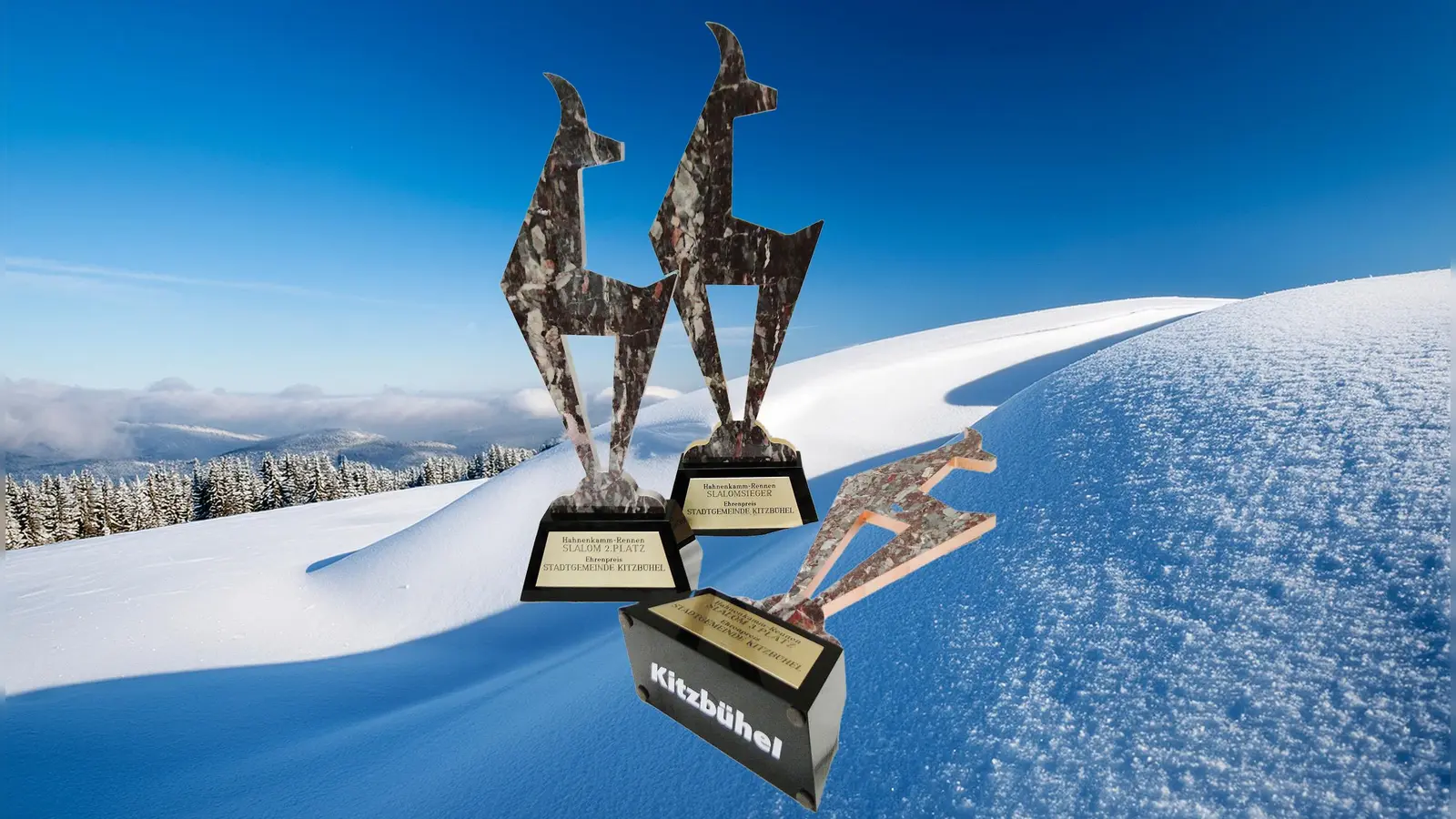 Begehrte Trophäe in Kitzbühel: die Gams als Ehrenpreis. (Foto: KI/Fotomontage)
