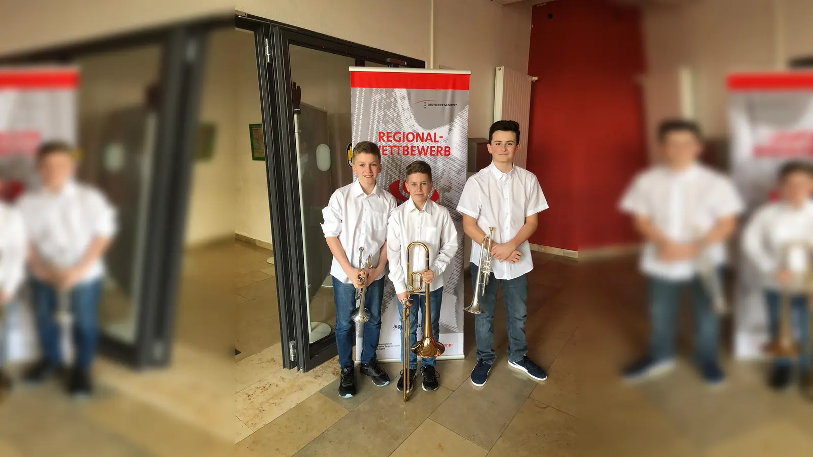 Das Trio Jakob Weidemann, Felix Weidemann und Kai Schmidbaur (von links) gehört unbestritten zu den besten Blechbläsertalenten Bayerns. (Foto: Bernd Kölmel)