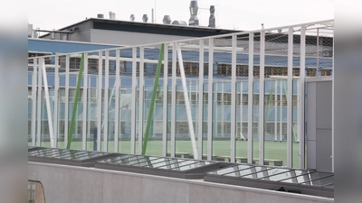 Kaum Schatten: Auf dem Dach des Gymnasiums ist ein Sportplatz angelegt. (Foto: job)