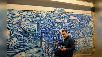 Der Maler Martin Blumöhr bemalt am liebsten Fassaden und Mauern. Beim seinem Projekt „Tunnelblick” erweckte er Historie, Legenden und Architektur zwischen fantastischen Wesen und fast echten Menschen zum Leben. (Foto: pr)