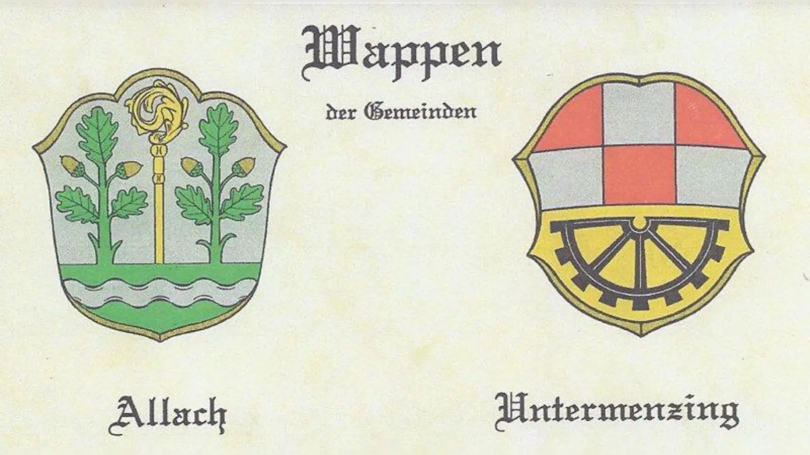 Allach wollte sich 1934 ein eigenes Wappen geben. Es kam aber nie über diesen Entwurf hinaus.<br>Untermenzing hat seit 1934 ein eigenes Wappen. (Foto: pi)