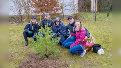 Die Mitglieder des OCR Munich pflanzten auf ihrem Trainingsgelände heimische Sträucher sowie einen Bergmammutbaum als CO2-Speicher. (Foto: Gemeinde Kirchheim)