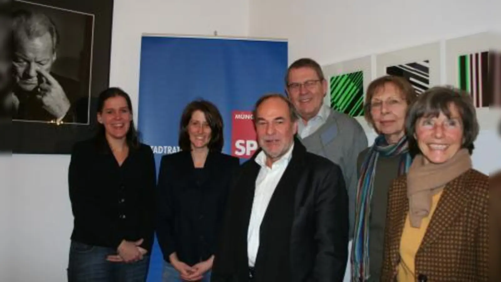 Für die Tram-Westtangente streiten die SPD-Politiker: (v.l.) Verena Dietl, Ulrike Boesser, Hans Bauer, Gerhard Fries, Frauke Bristot und Martha Mertens. (Foto: tg)