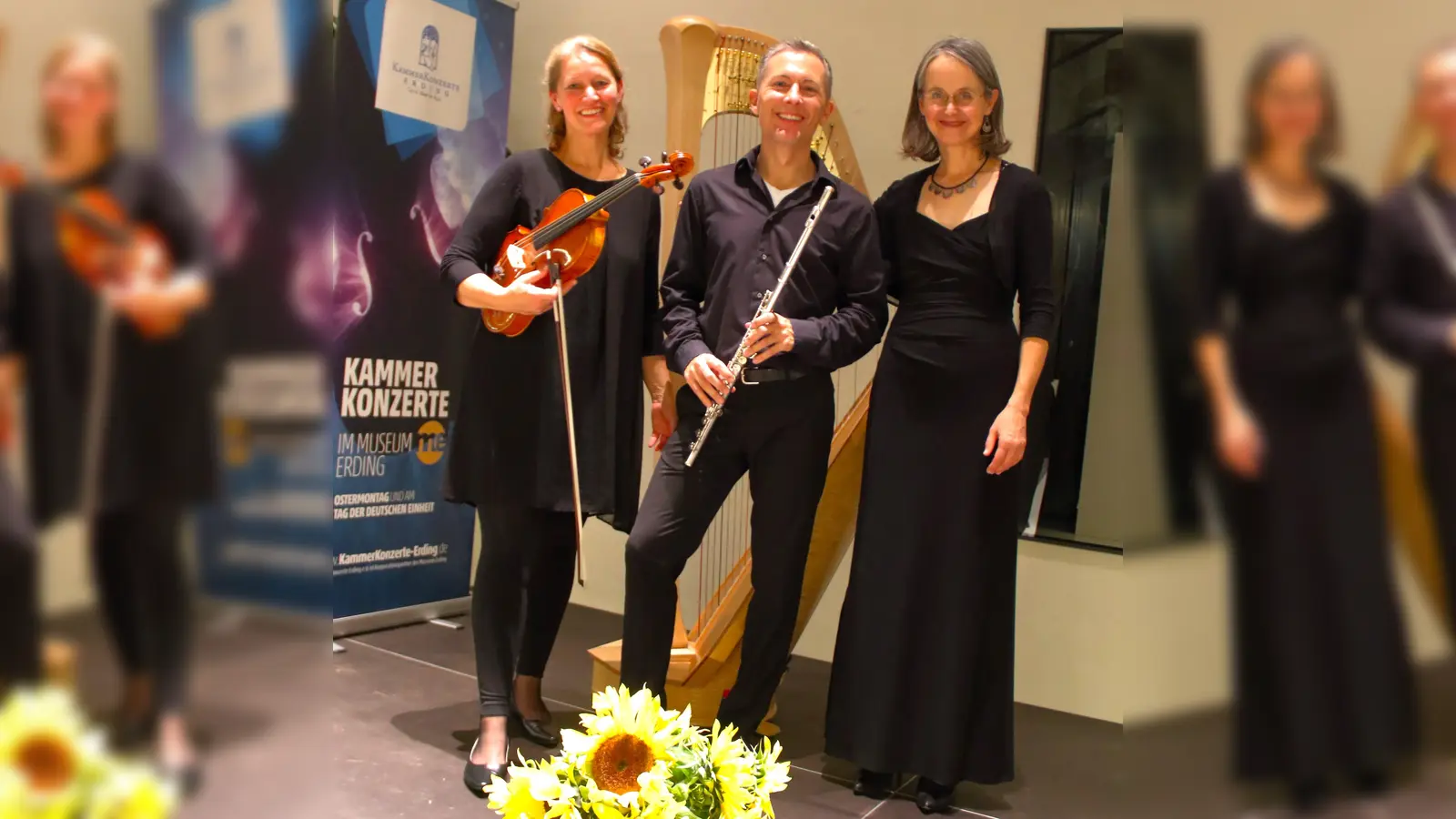 Bratschistin Julia Ruge, Flötist Manfred Ludwig und Harfenistin Barbara Pöschl-Edrich. (v.l.) (Foto: E. Reichert)