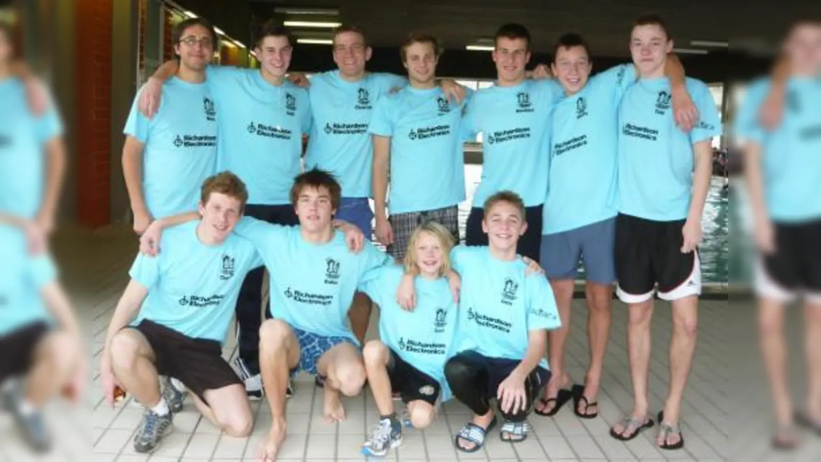 Die Herrenmannschaft der SSG Neptun Germering: (von links, hinten) Trainer Marc Berges, Andreas Telian, Christian Kleinert, Dennis Klimaschewski, Matthias Kolb, Moritz Siebert und Tobias Wetzel; (vorne) Thomas Pangerl, Rufus Walk, Sebastian Feller sowie Gero Hagn. (Foto: Conny Feller)
