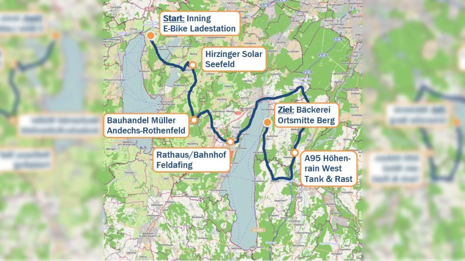 Die Route der Ladensäulen-Tour. (Foto: LRA Starnberg)