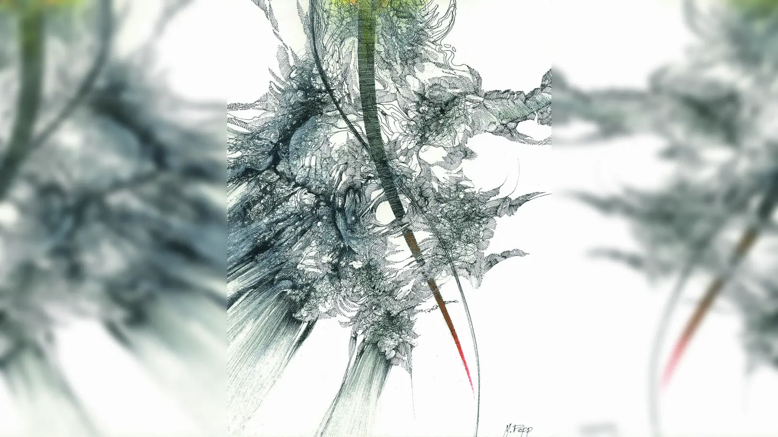 “Ohne Titel” heißt diese Zeichnung auf Papier, angefertigt von Manfred Popp. (Foto: VA/zeichenundwunder)