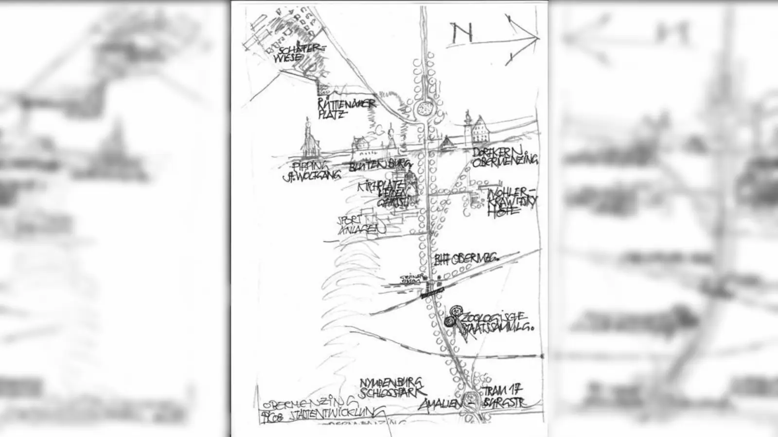 So stellen sich die Mitglieder der Bürgerinitiative „Boulevard Verdi-Allee“ das zukünftige Gesicht der Ausfallstraße vor. Eine „Schloss-Tram“ und viele Bäume gehören dazu. (Foto: Skizze: Peter Knoch)