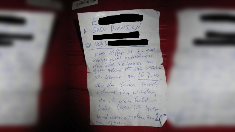 Herrenlose Gegenstände an deutschen Flughäfen sind ein großes Ärgernis, mit viel Arbeit für die Bundespolizisten und hohen Kosten verbunden. Auch ein gutgemeinter, handgeschriebener Zettel ändert hieran nichts. (Foto: Bundespolizei)