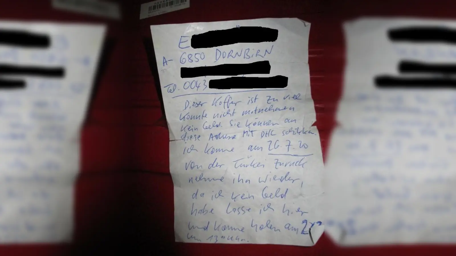 Herrenlose Gegenstände an deutschen Flughäfen sind ein großes Ärgernis, mit viel Arbeit für die Bundespolizisten und hohen Kosten verbunden. Auch ein gutgemeinter, handgeschriebener Zettel ändert hieran nichts. (Foto: Bundespolizei)