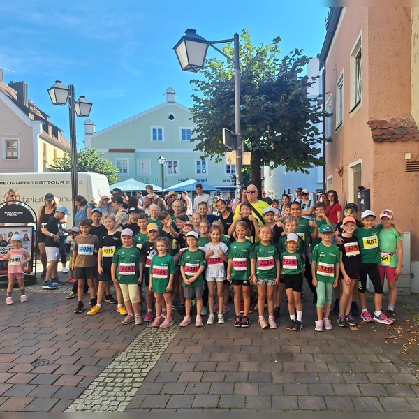 Die Stimmung der Erdinger Delphine beim Stadtlauf war super. (Foto: chö)