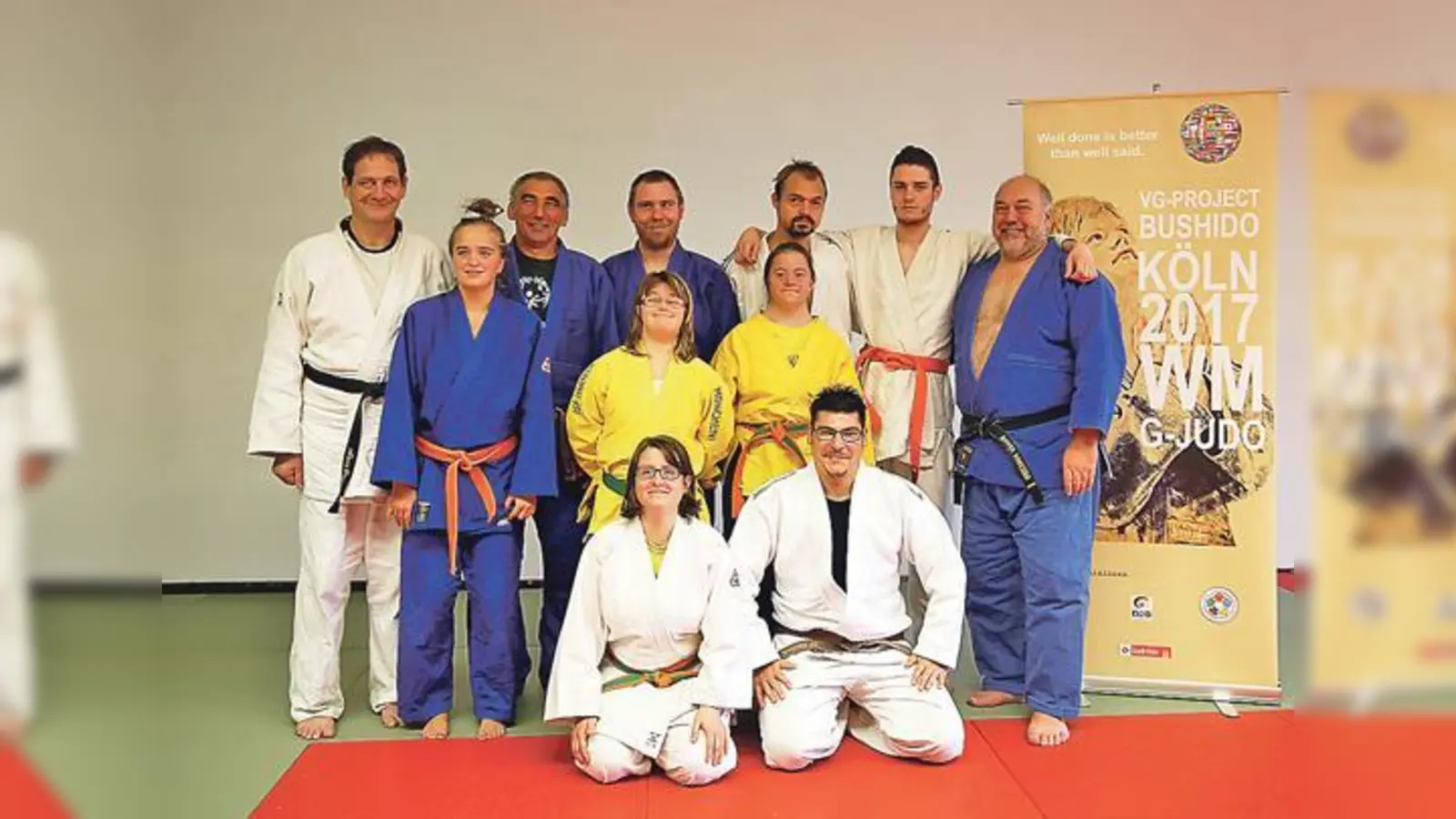 Die bayerischen G-Judo-WM-Teilnehmer mit ihren Trainern.       (Foto: Baron Felix von Solemacher)