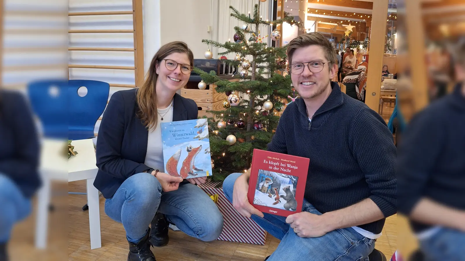 Mirjam Szulc und Julius Fogelstaller waren zwei der insegesamt vier freiwilligen Vorleser. (Foto: Kita Purzelbaum)