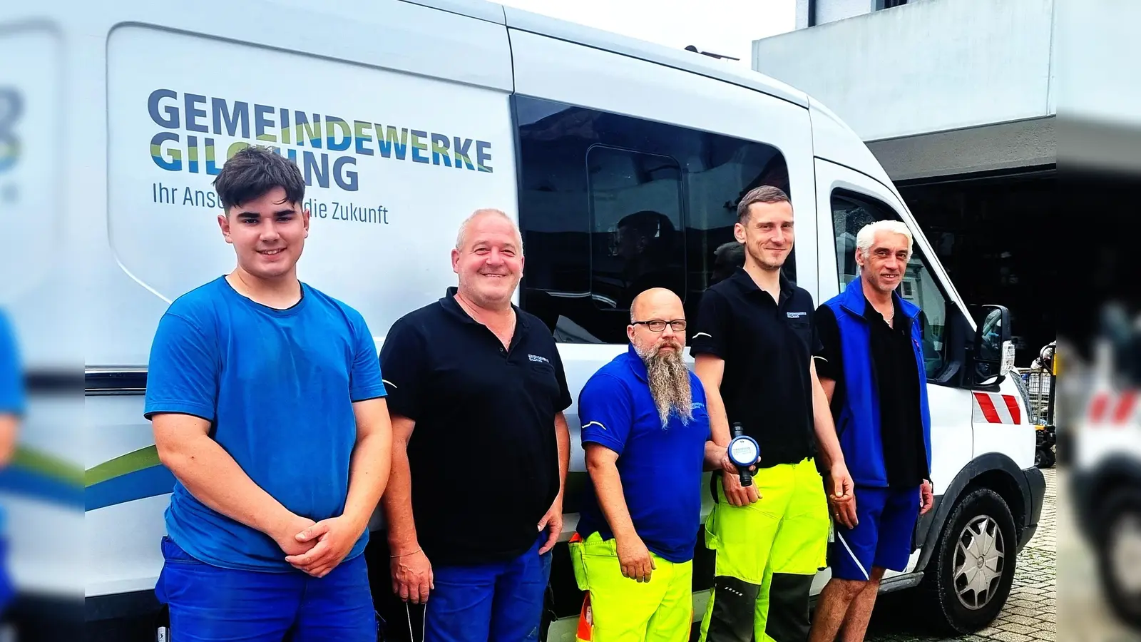 Sie sind bei den Gemeindewerken Gilching fürs Wasser zuständig: v.l. Florian Strasser, Auszubildender; Klaus Hartl, Wasserwart; Mark Werthmann, Wasserwart; Tobias Resch, Wassermeister; und Christian Resch, Wasserwart. <br>  (Foto: Gemeindewerke Gilching KU)