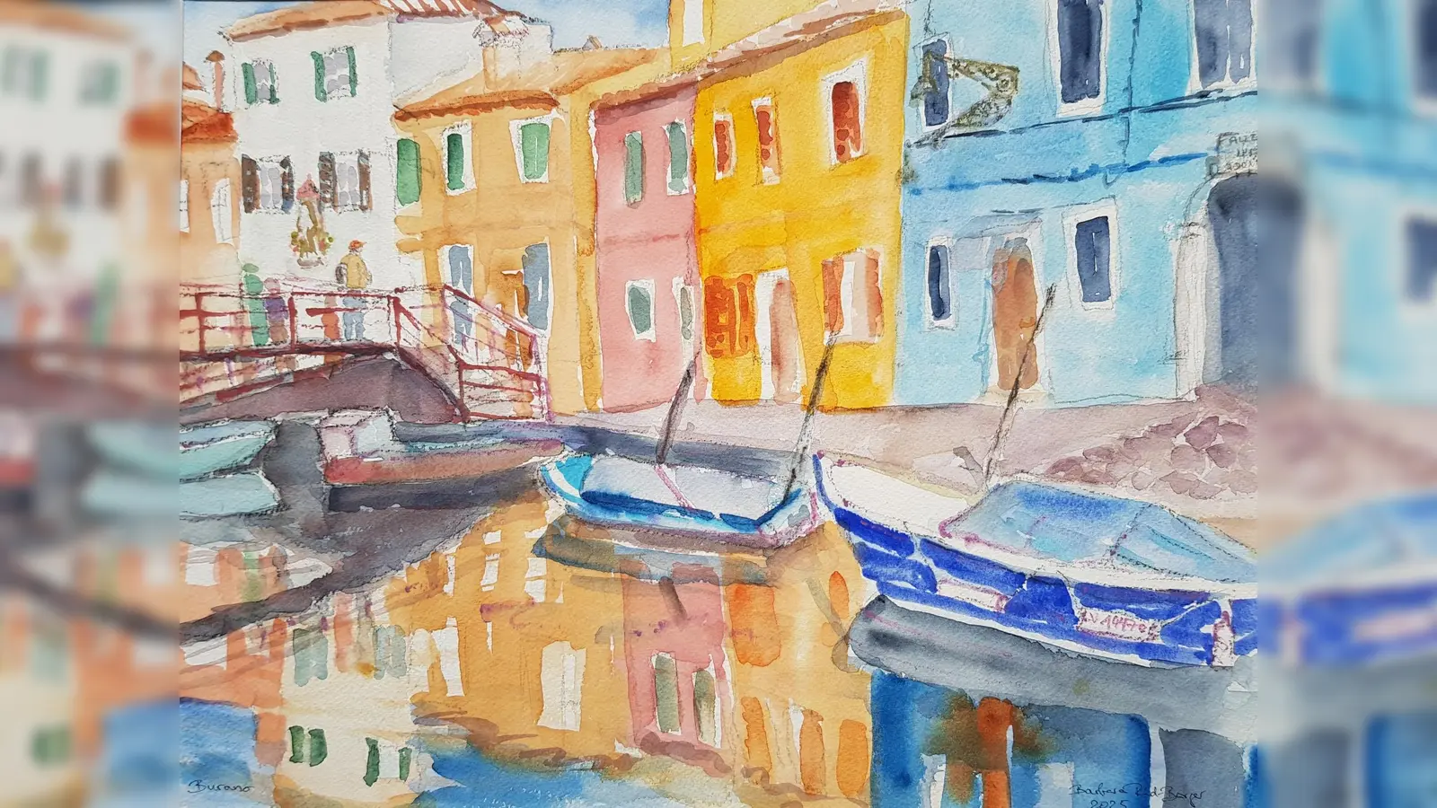 Stadtansichten, wie hier das Aquarell von Barbara Rid-Bürger, sind Teil der Ausstellung „Watercolors”. (Foto: Rid-Bürger)